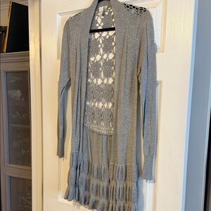 Gray Open-Front Cardigan Sweater
